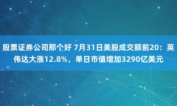 股票证券公司那个好 7月31日美股成交额前20：英伟达大涨12.8%，单日市值增加3290亿美元