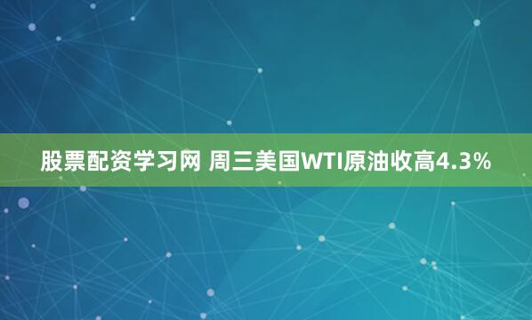 股票配资学习网 周三美国WTI原油收高4.3%